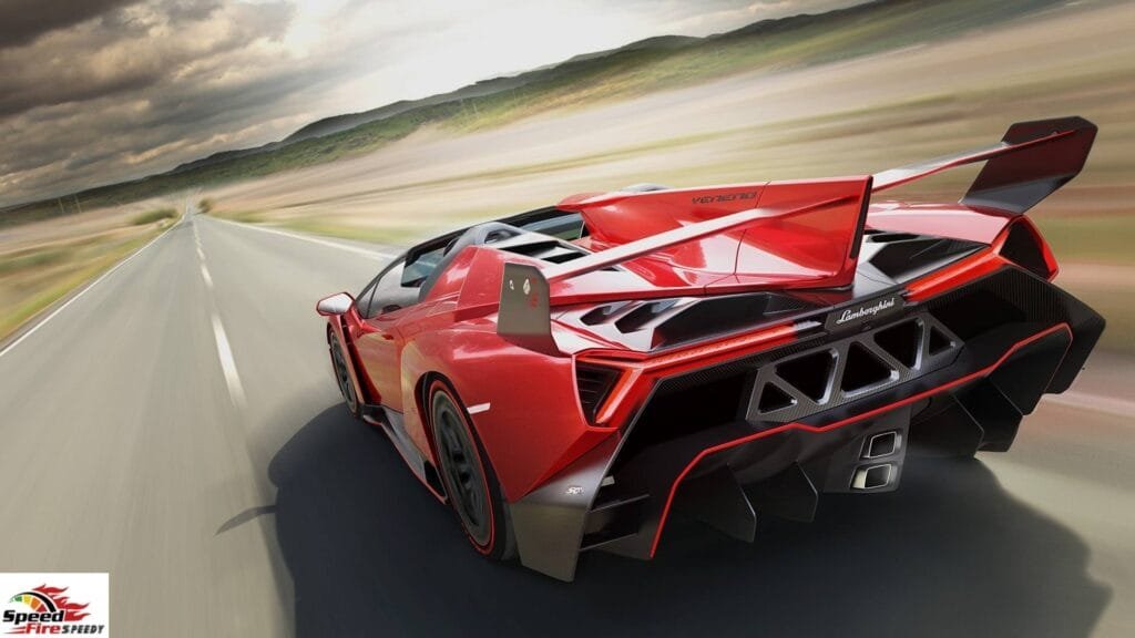 Lamborghini Veneno Roadster on road driving
